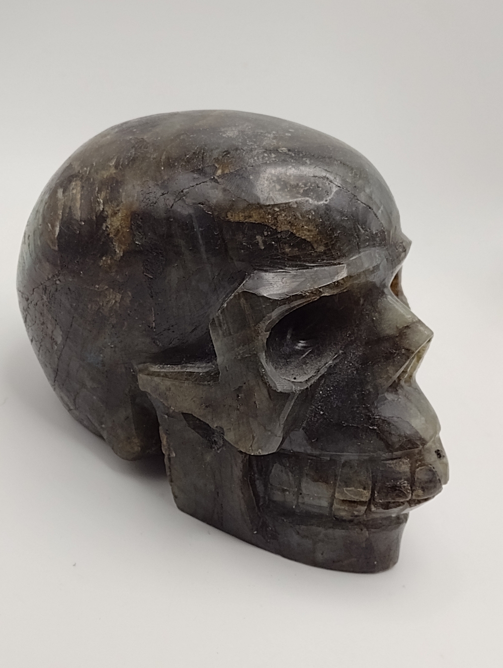 Labradorite Skull Sculpture - Handcarved In Mexico - Picture 4 of 9